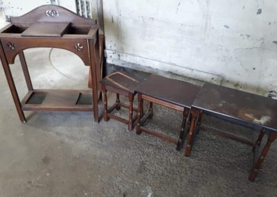 Wooden stools before